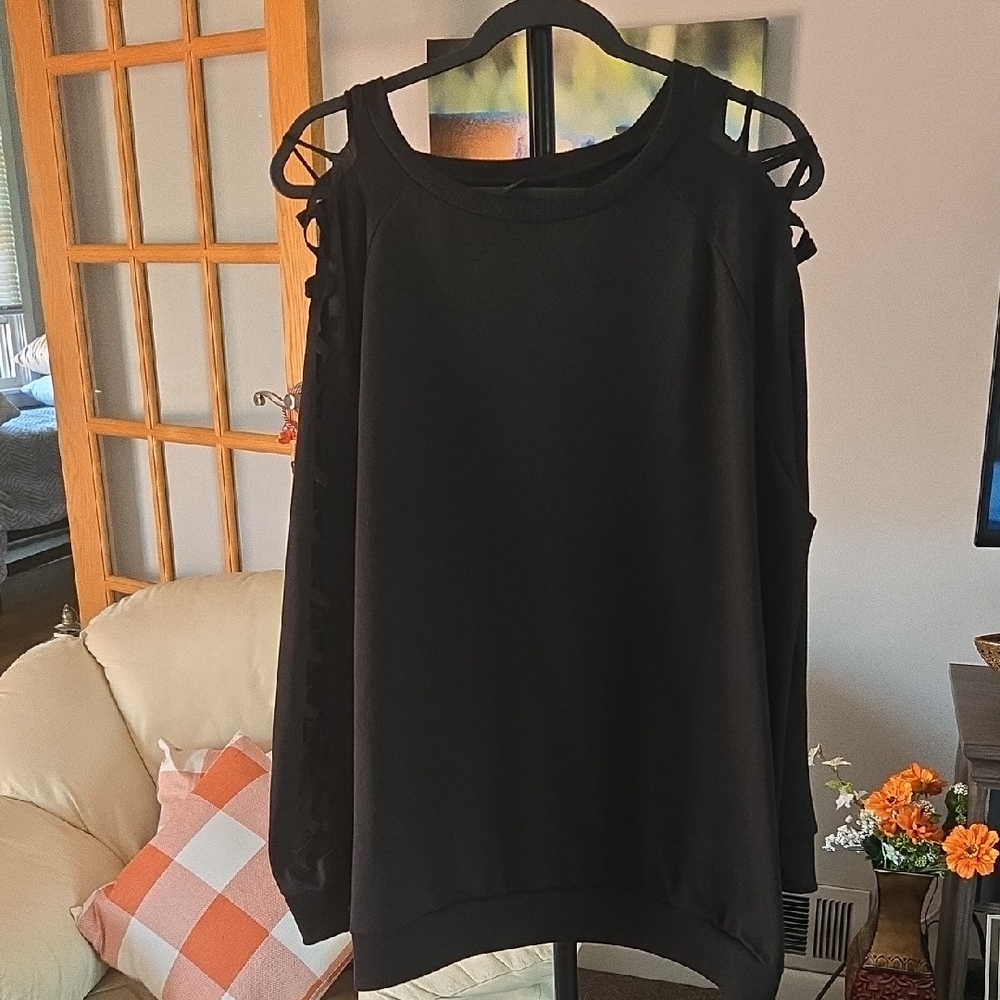 SHEIN Black Cold-Shoulder Cutout Sweatshirt 🖤 SIZE 3XL
